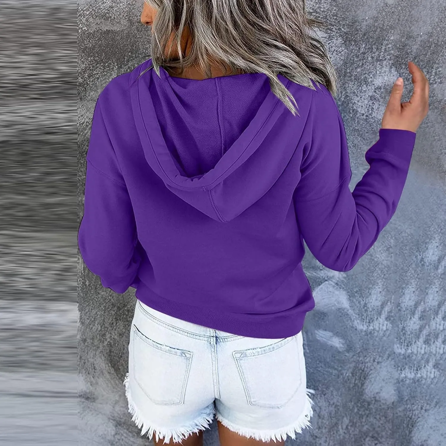 SMIDOW Womens Casual Fall Hoodies Dressy 2023 Button Down Hooded Sweatshirts Loose Comfy Pullover Tops Fashion Hoodie