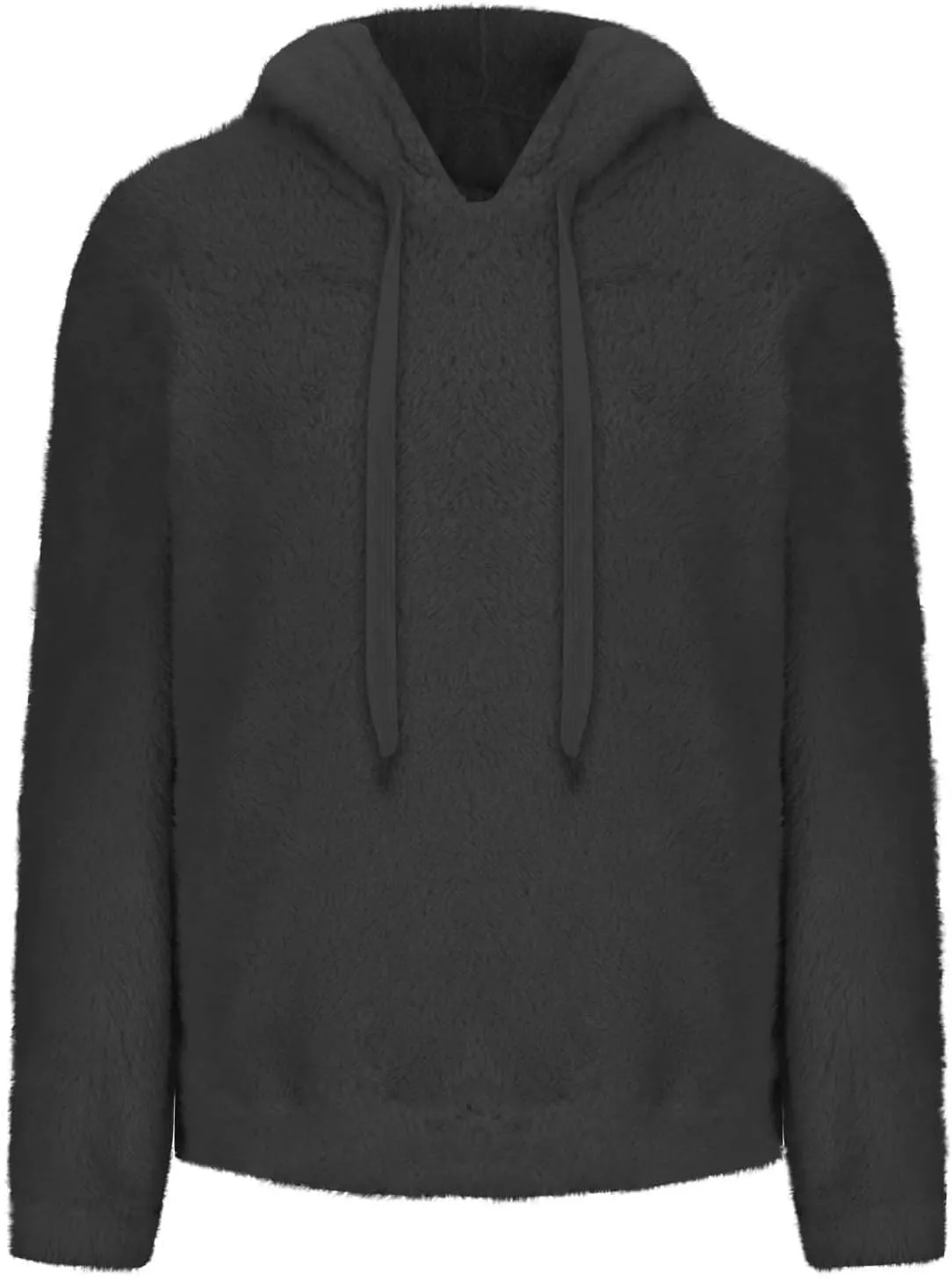 Solid Plush Hoodies for Women Drawstring Round Neck Fleece Pullover Sweatshirts 2025 Winter Oversized Hooded Tops