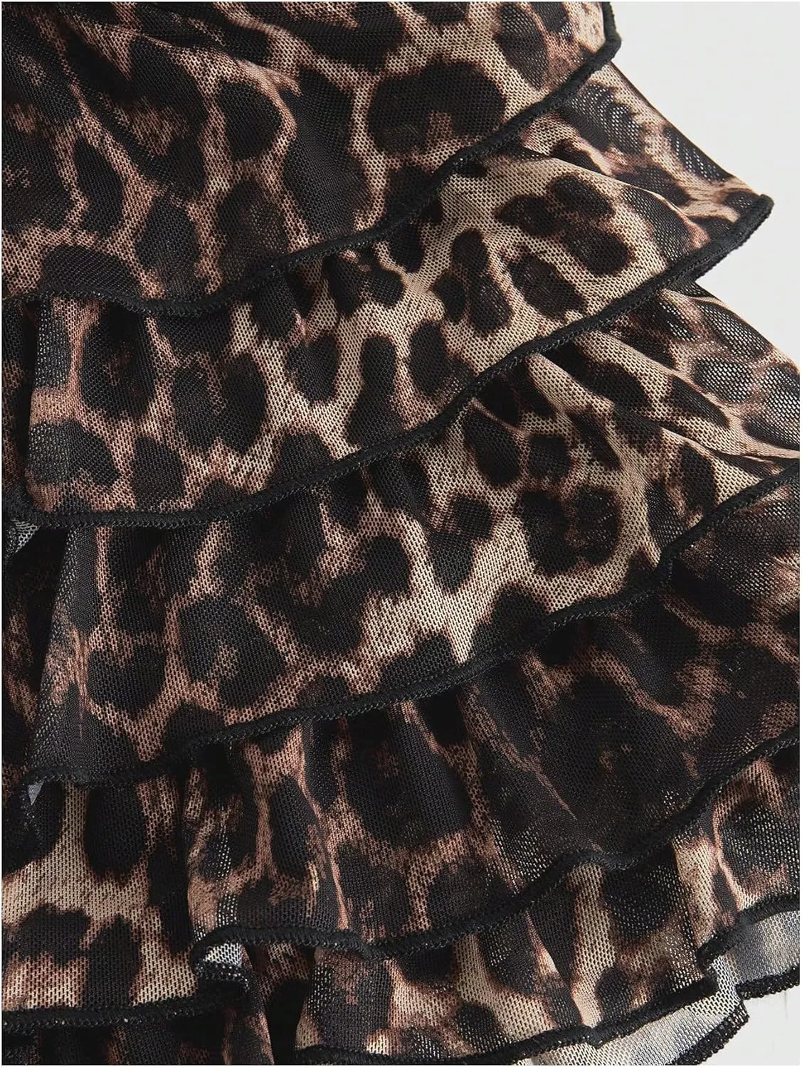 SOLY HUX Women's Plus Size Cheetah Leopard Print Bloomers Shorts Sexy Y2k Layered Ruffle Mini Shorts