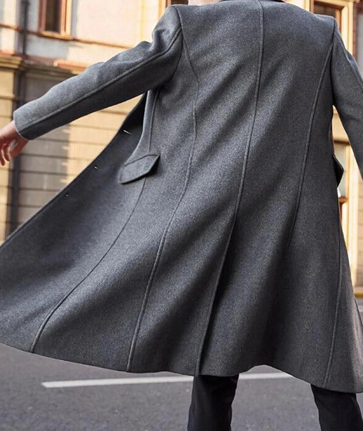 SOMTHRON Men's Casual Trench Coat Slim Fit Notched Collar Long Jacket Overcoat Single Breasted Pea Coat wih Pockets