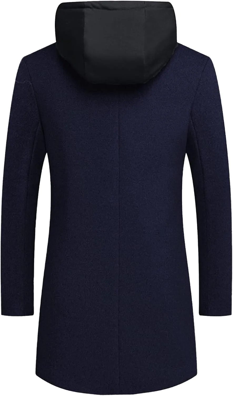 SOMTHRON Mens Trench Coat Winter Wool Blend jacket Overcoat long Top Coat Warm Pea Coat
