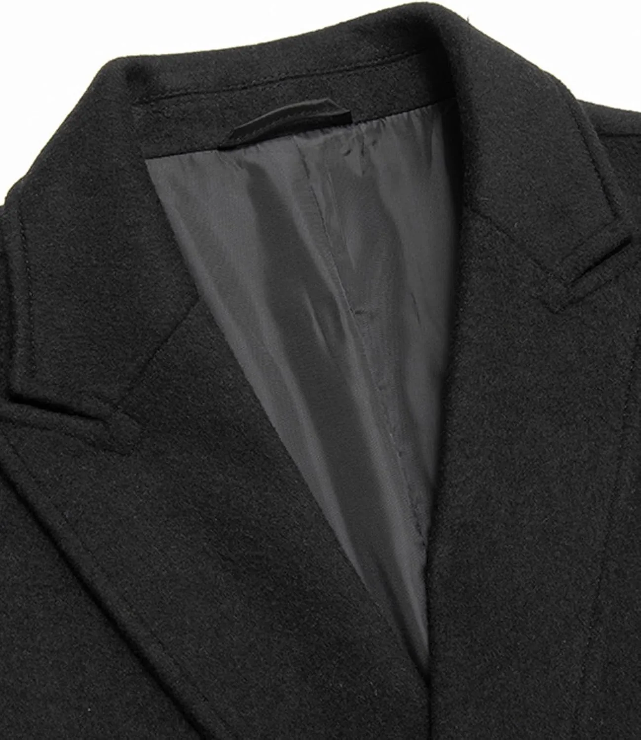 SOMTHRON Men's Wool Blend Pea Coat Notched Collar Double Breasted Overcoat Winter Warm Long Trench Coat
