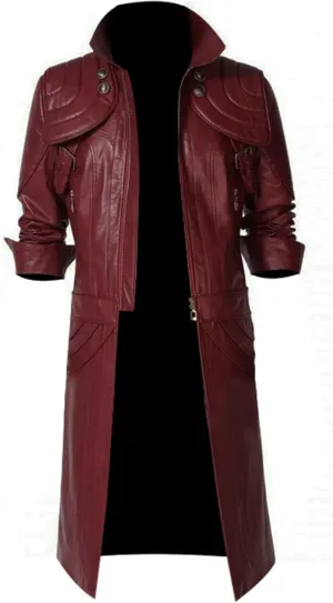 SpazeUp Costume 5 Cosplay Maroon Leather Trench Coat Men - Costume 4 Black Leather Gothic Hooded Jacket Coat