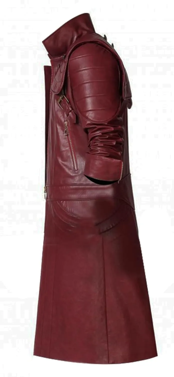 SpazeUp Costume 5 Cosplay Maroon Leather Trench Coat Men - Costume 4 Black Leather Gothic Hooded Jacket Coat