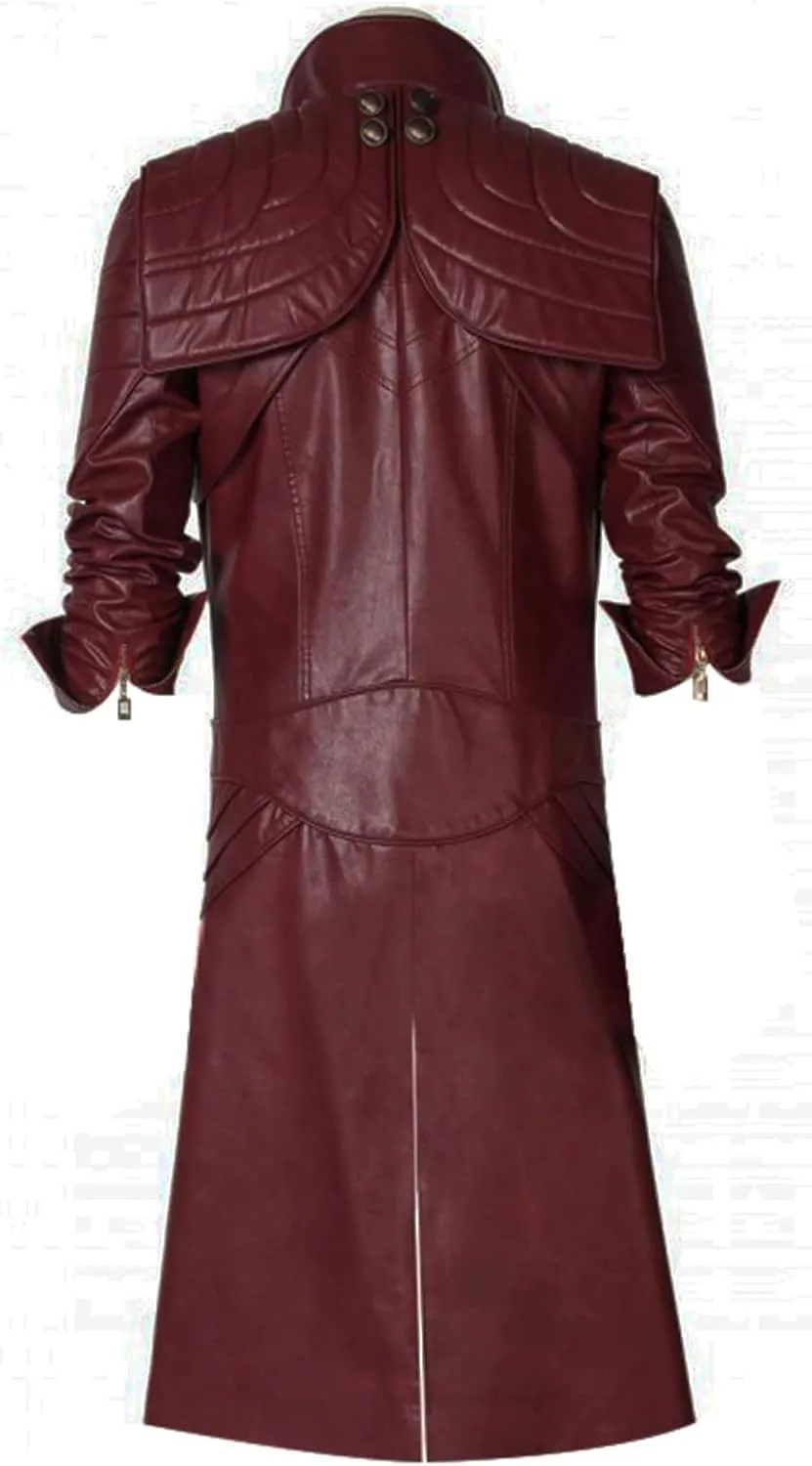 SpazeUp Costume 5 Cosplay Maroon Leather Trench Coat Men - Costume 4 Black Leather Gothic Hooded Jacket Coat