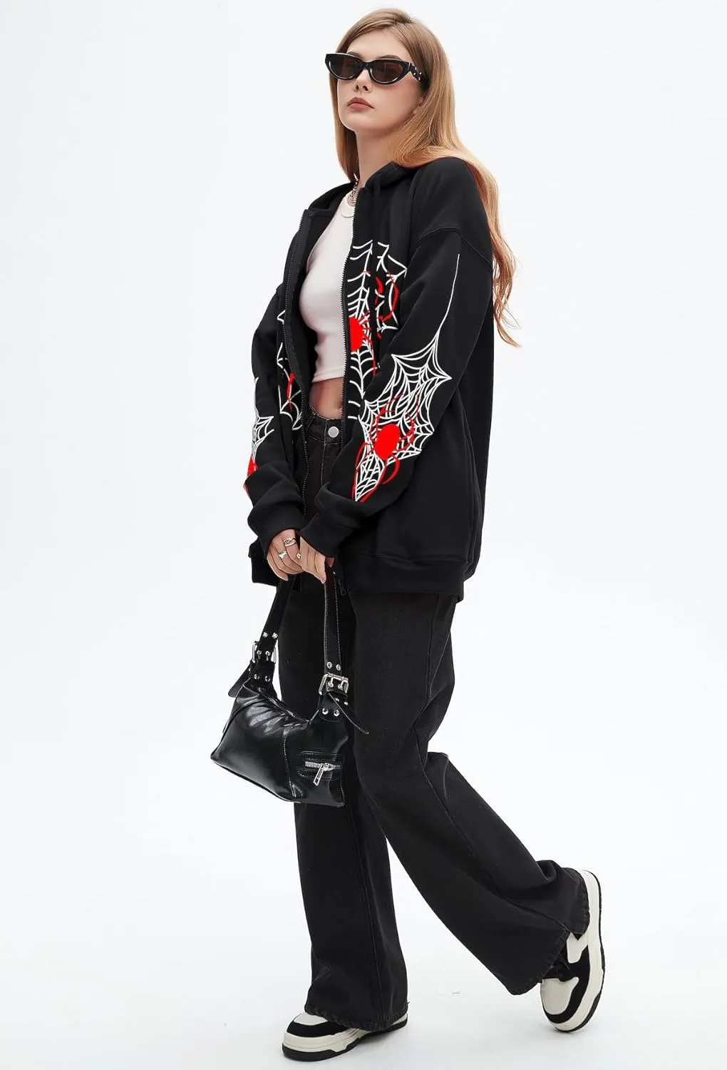 Spider Graphic Hoodies Y2k Zip Up Hoodie Men Women Oversized Sweatshirts Y2k Jacket Streetwear Vintage Tops