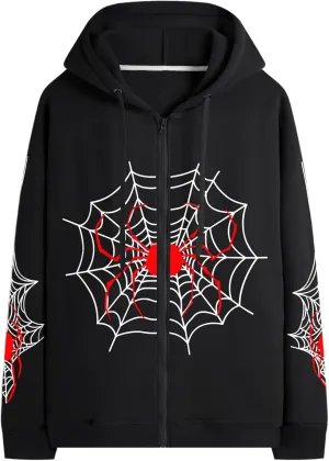 Spider Graphic Hoodies Y2k Zip Up Hoodie Men Women Oversized Sweatshirts Y2k Jacket Streetwear Vintage Tops