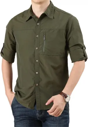 Spring Summer Quick Dry Long Sleeve Cargo Shirt Men's Large Size Outdoor Hiking Sports Tactical Shirt Military Tops Male