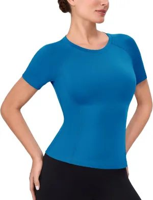 SPVISE Women's Compression Shirt Short Sleeve Workout Tops Athletic Baselayer Dry Fit Running Yoga Gym Basic T-Shirt Crewneck