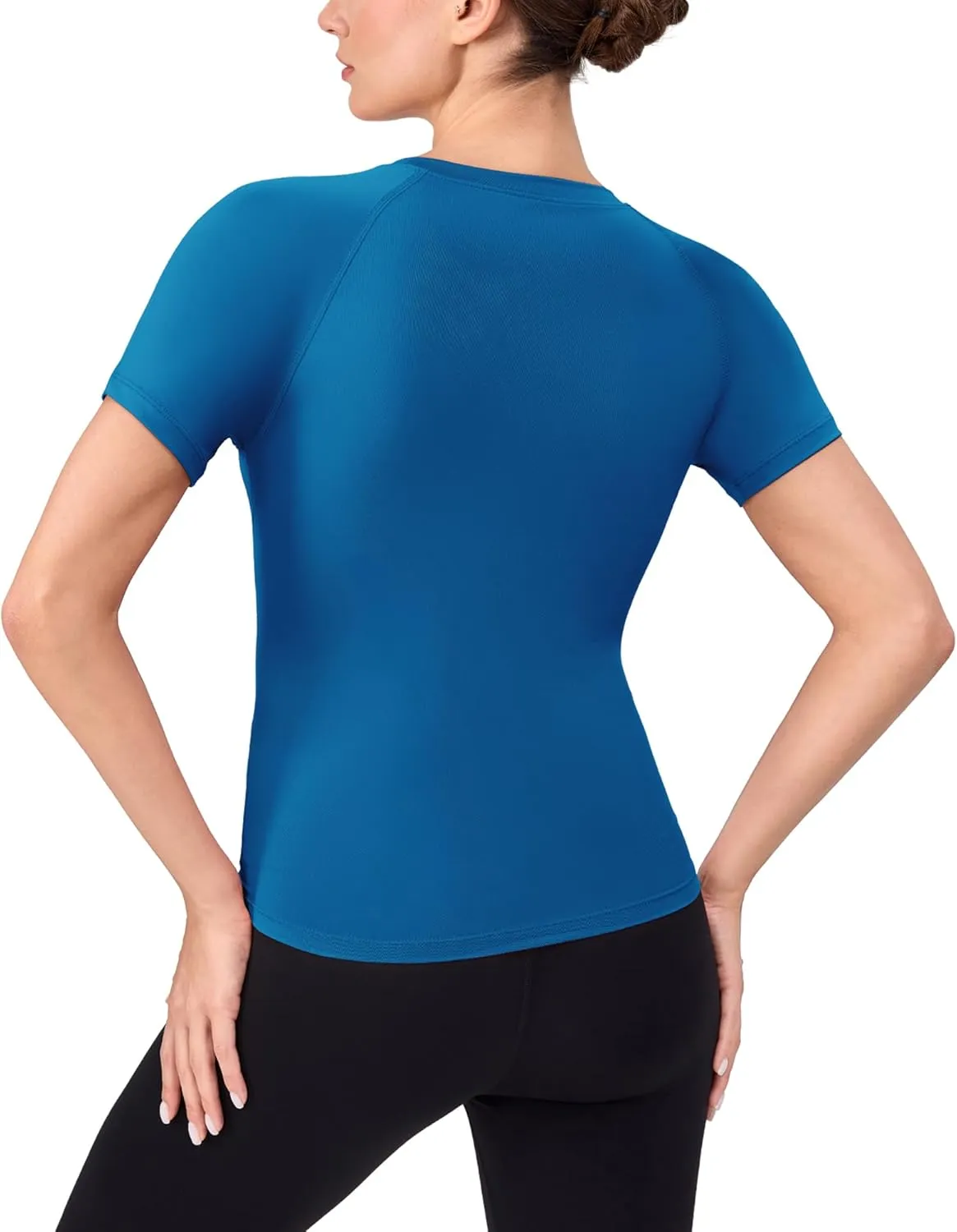 SPVISE Women's Compression Shirt Short Sleeve Workout Tops Athletic Baselayer Dry Fit Running Yoga Gym Basic T-Shirt Crewneck