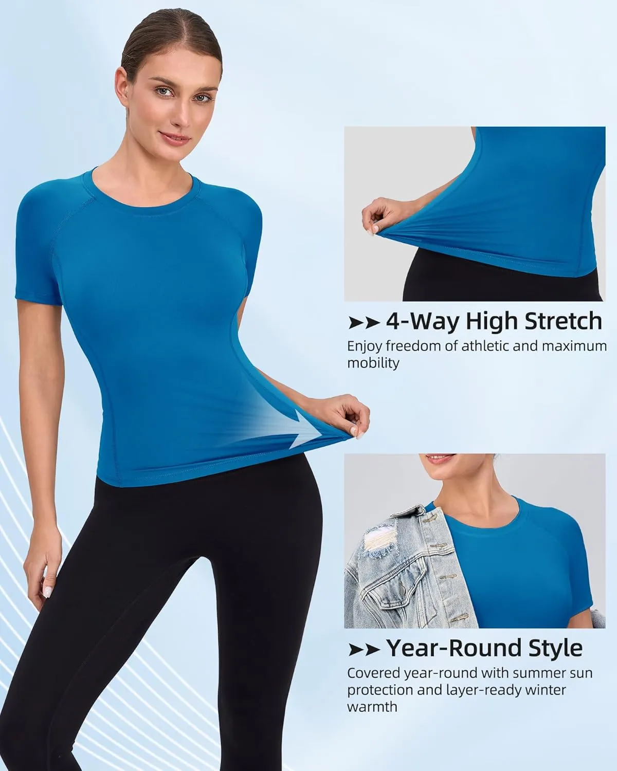 SPVISE Women's Compression Shirt Short Sleeve Workout Tops Athletic Baselayer Dry Fit Running Yoga Gym Basic T-Shirt Crewneck