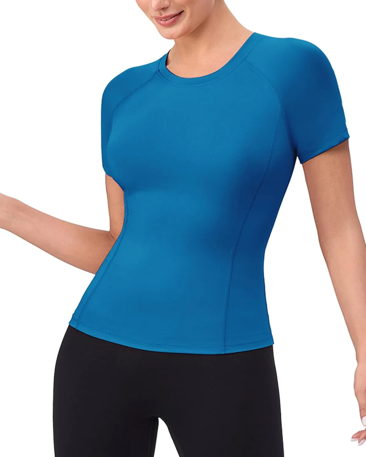 SPVISE Women's Compression Shirt Short Sleeve Workout Tops Athletic Baselayer Dry Fit Running Yoga Gym Basic T-Shirt Crewneck