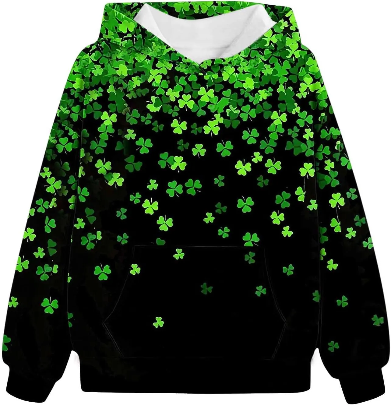 St Patrick's Day Outfit Girl Oversized Saint Pattys Hoodies Casual Shamrock Clover Print Hooded Pullover Tops