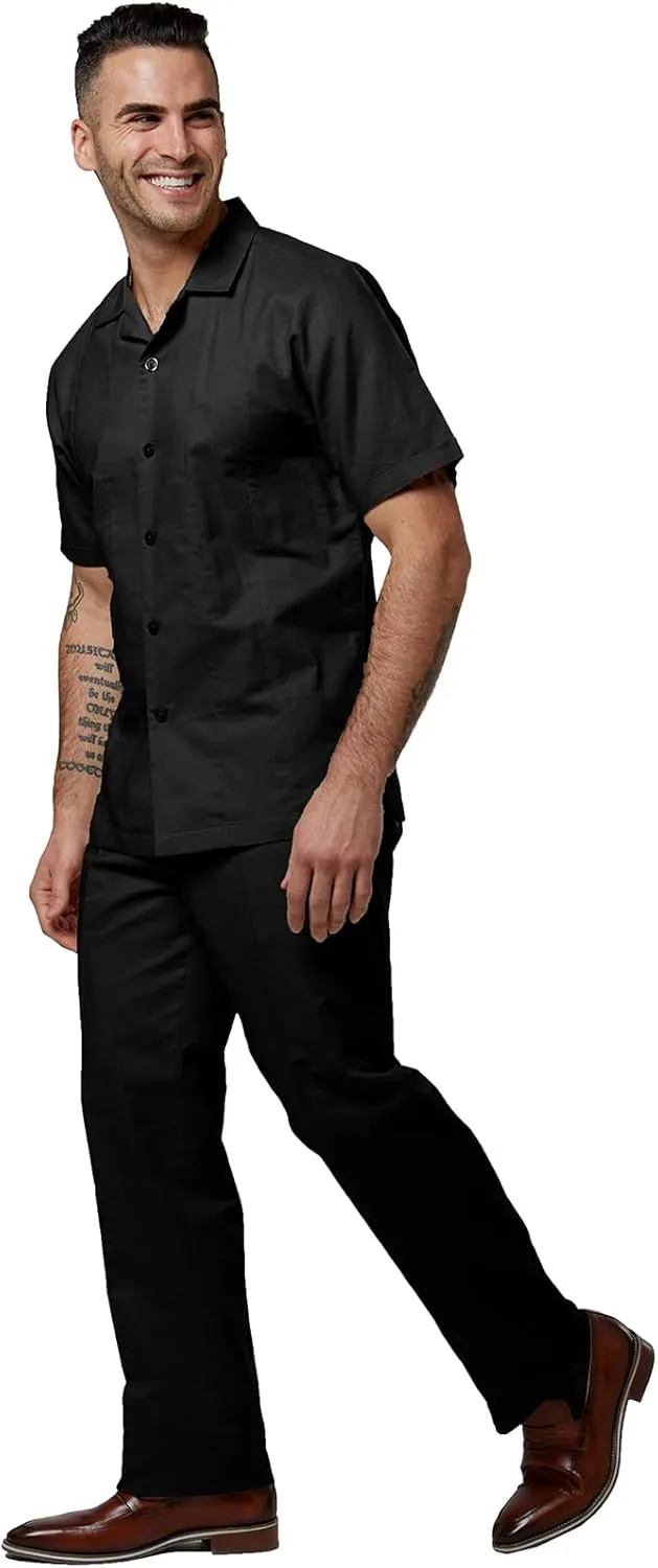 STACY ADAMS Men's Linen Shirt Pant Set