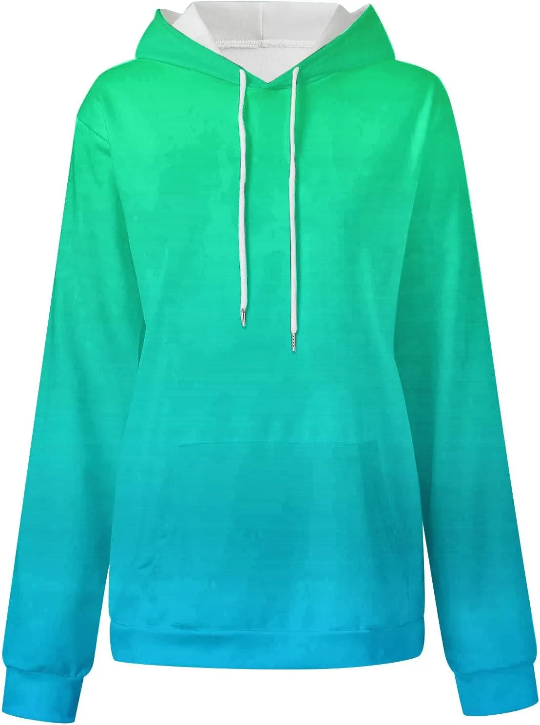 Stessotudo Oversized Hoodies for Women Casual Gradient Pullover Sweatshirts with Pocket Long Sleeve Trendy Y2K Hooded Tops