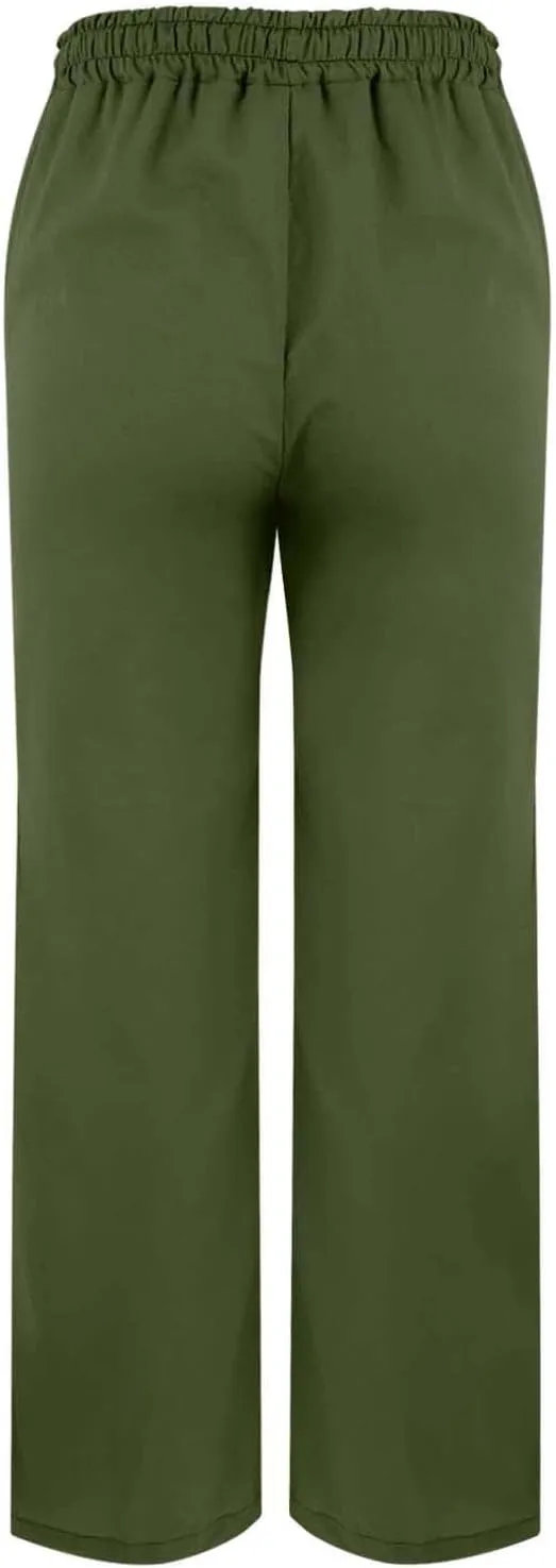 Summer Cotton Linen Pants for Women 2025 Casual Drawstring High Waisted Linen Beach Wide Leg Trousers with Pockets