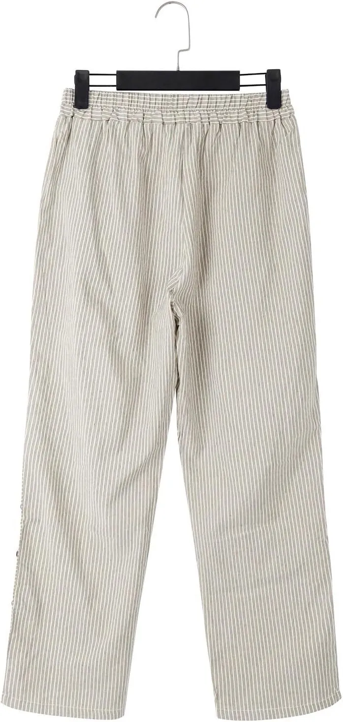 Summer Drawstring Casual Lounge Pant Waistband High Waistband Pocket Pants Side Nine Point Loose Casual
