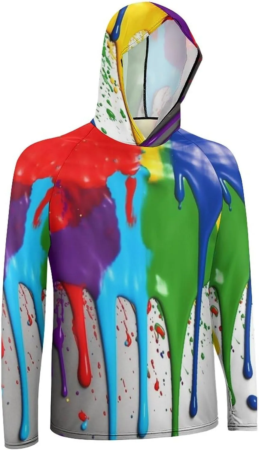 Sun Protection Shirt Long Sleeve Hoodie Paint Splatter Backdrop Lightweight Rash Guard Quick Dry Sun Shirt for Outdoor