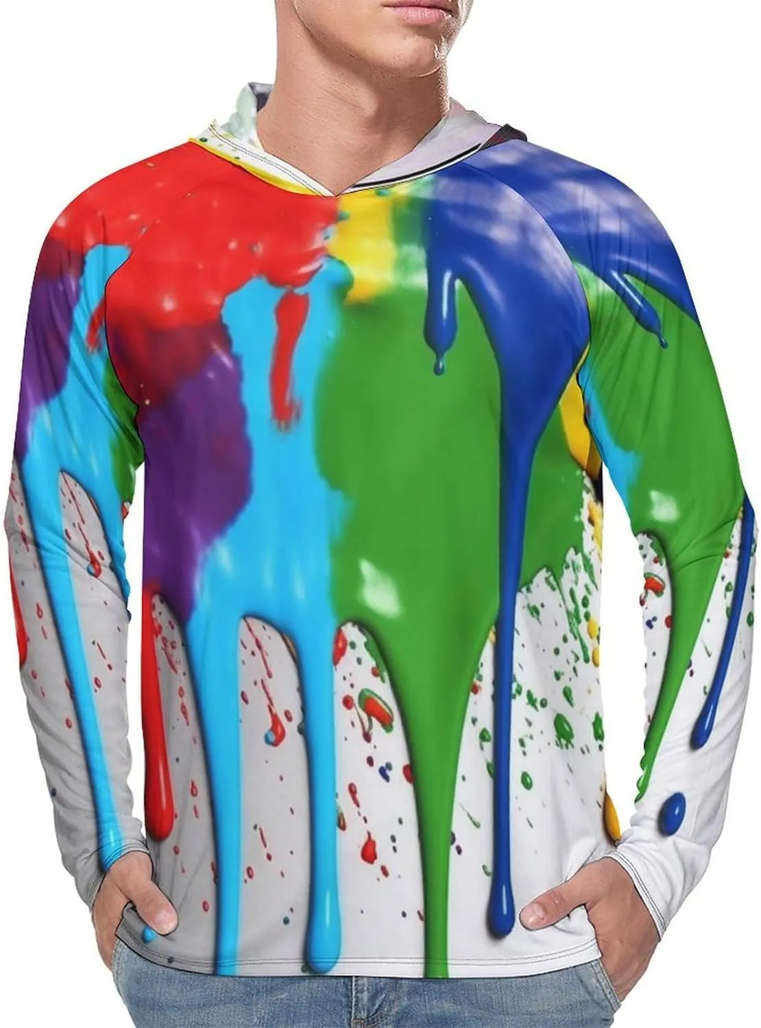 Sun Protection Shirt Long Sleeve Hoodie Paint Splatter Backdrop Lightweight Rash Guard Quick Dry Sun Shirt for Outdoor