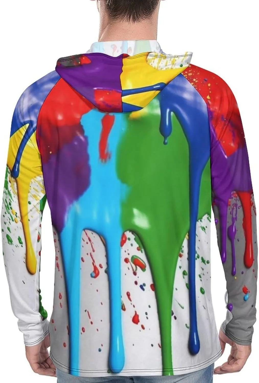 Sun Protection Shirt Long Sleeve Hoodie Paint Splatter Backdrop Lightweight Rash Guard Quick Dry Sun Shirt for Outdoor