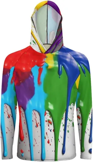Sun Protection Shirt Long Sleeve Hoodie Paint Splatter Backdrop Lightweight Rash Guard Quick Dry Sun Shirt for Outdoor