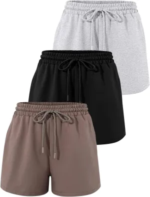 SUNBS 3 Pack Womens Sweat Shorts Casual Lounge Cotton Shorts Trendy Summer Running High Waisted Athletic Clothes Outfits