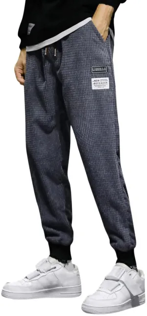 SUWBMHWE Men Joggers Pants, Mens Casual Harlan Pants Lace-up Track Cuff Solid Color Workout Pants with Pocket