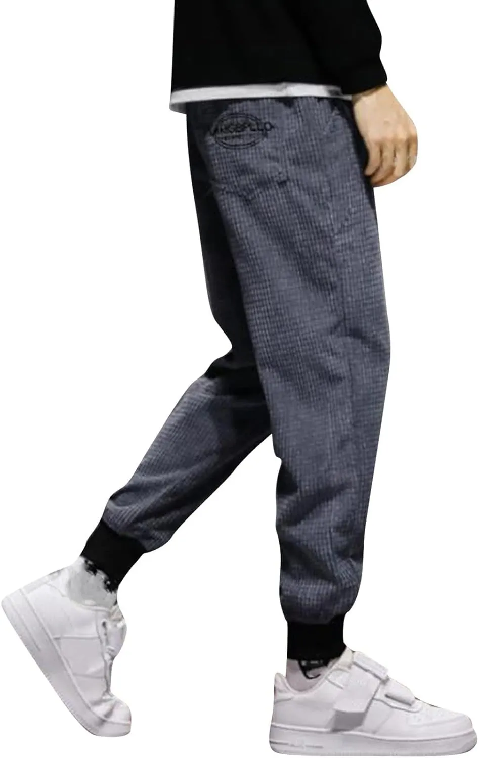 SUWBMHWE Men Joggers Pants, Mens Casual Harlan Pants Lace-up Track Cuff Solid Color Workout Pants with Pocket