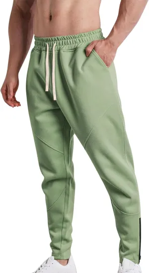 Sweatpants for Men Sport Tapered Joggers Mens Trendy Elastic Waist Solid Color Jogger Split Utility Fitted Cargo