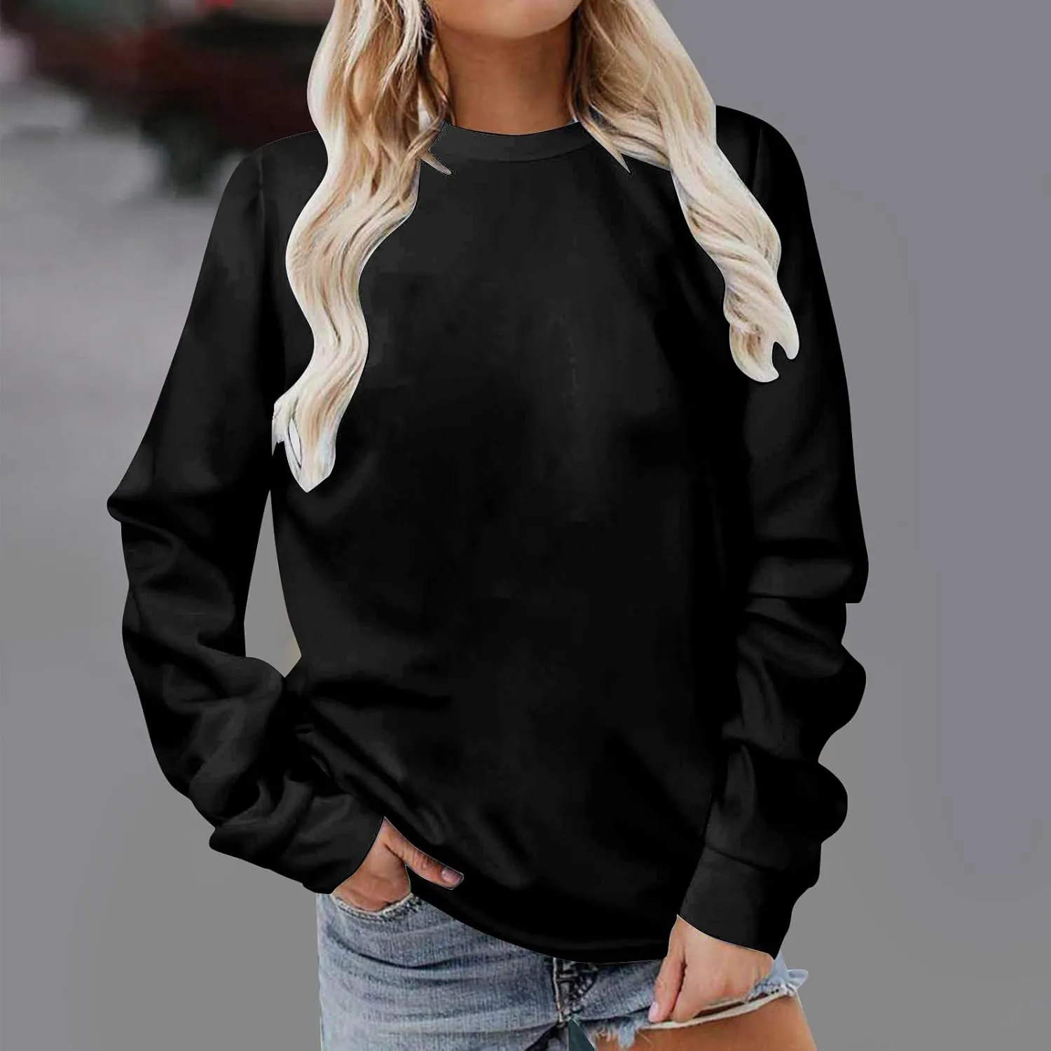 Sweatshirt for Women Fall Fashion Long Sleeve Pullover Crewneck Shirt Tops Teen Girl Casual Oversized Workout Sweater