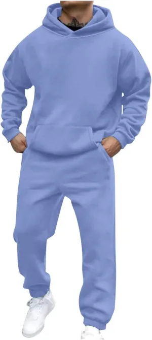 Sweatsuits for Mens Casual Active Sports Set Solid Color Sweatshirts and Sweatpant Set 2 Piece Jogging Suits