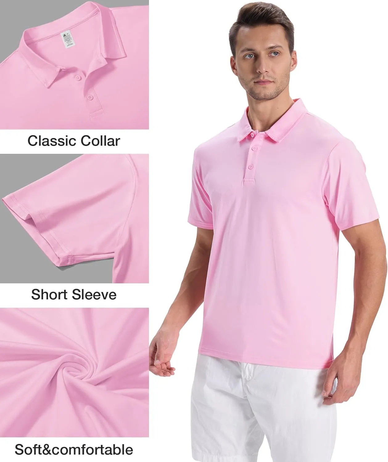 SWISSWELL 5 Pack Mens Polo Shirts Short Sleeve Moisture Wicking Golf Shirt Athletic Summer Casual Collared T-Shirt