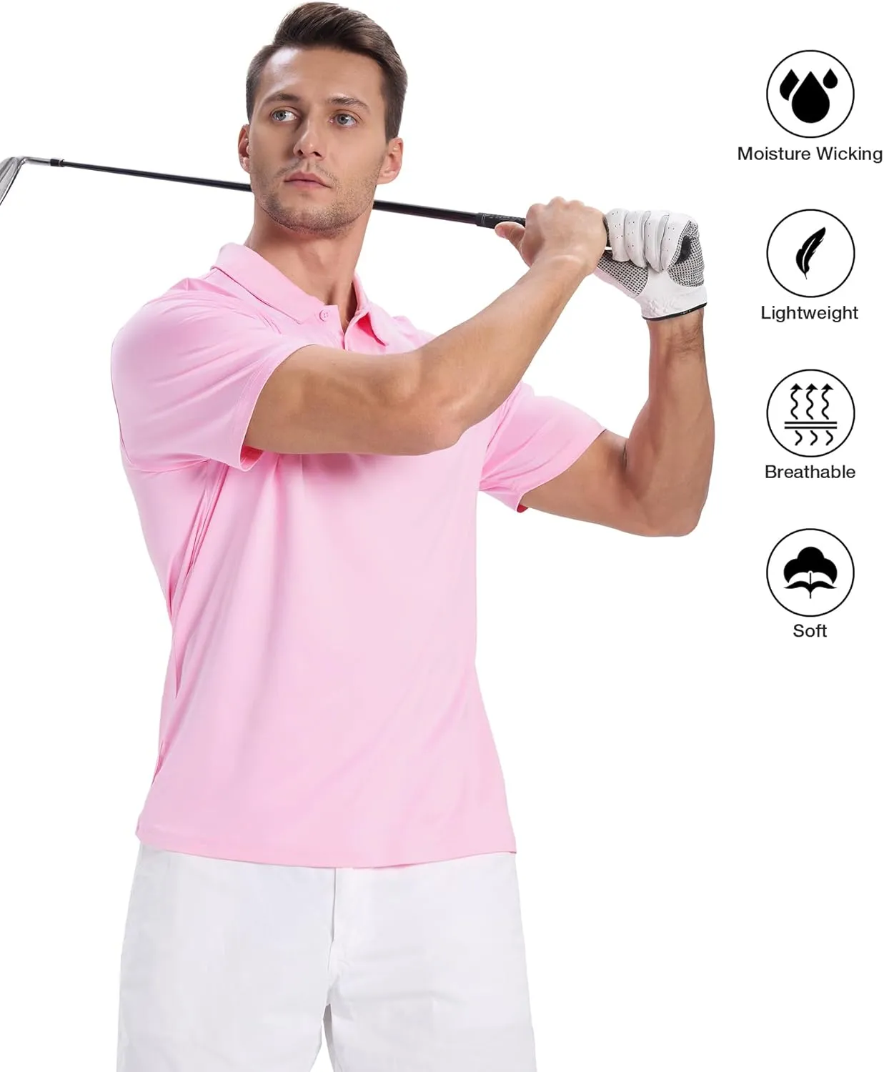 SWISSWELL 5 Pack Mens Polo Shirts Short Sleeve Moisture Wicking Golf Shirt Athletic Summer Casual Collared T-Shirt