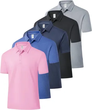 SWISSWELL 5 Pack Mens Polo Shirts Short Sleeve Moisture Wicking Golf Shirt Athletic Summer Casual Collared T-Shirt