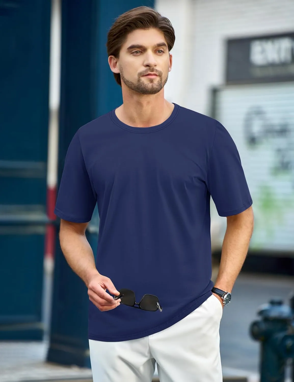 TACVASEN Mens Cotton T Shirt Casual Summer Tshirt Crew-Neck Short Sleeve Soft Tee Classic Basic T-Shirt