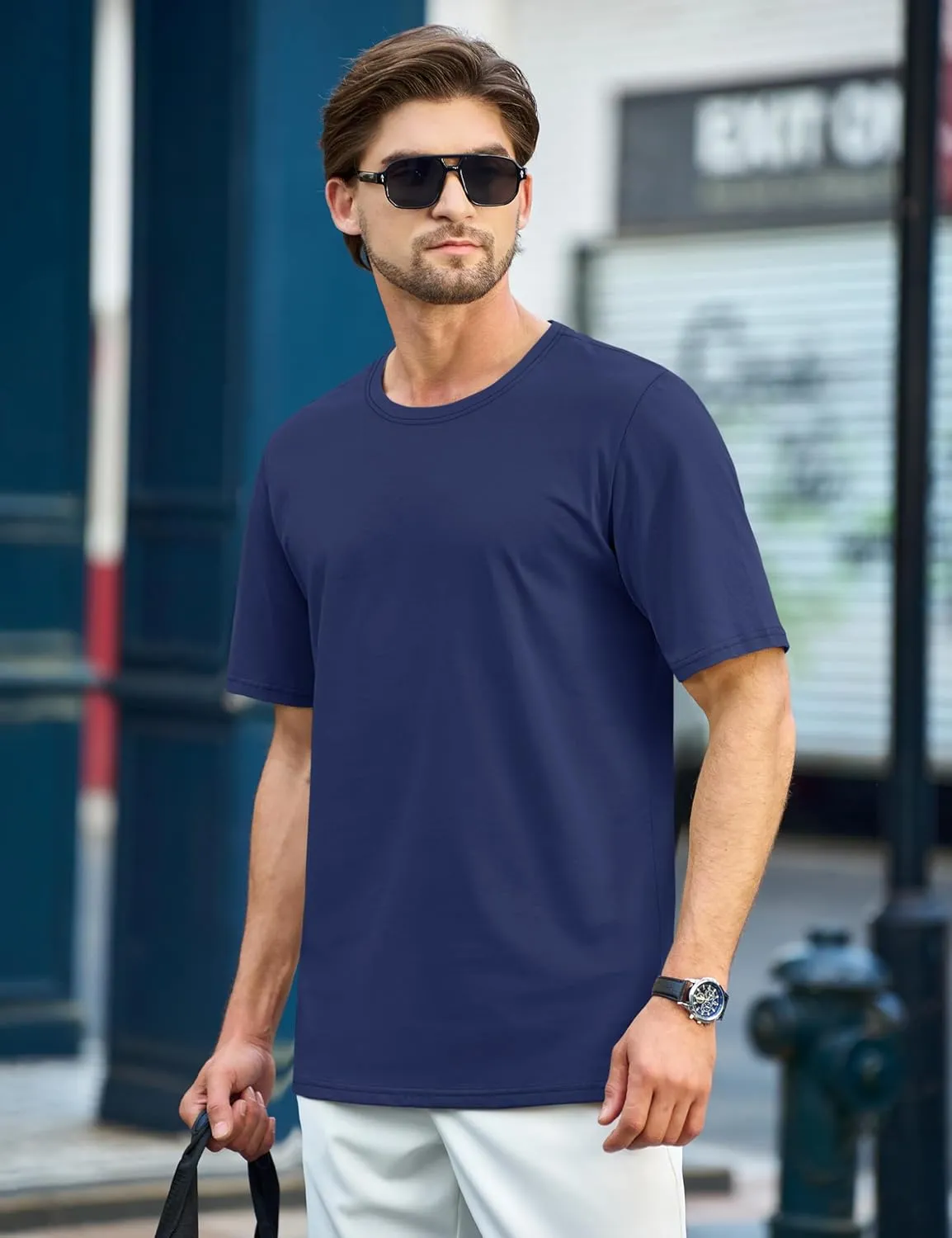 TACVASEN Mens Cotton T Shirt Casual Summer Tshirt Crew-Neck Short Sleeve Soft Tee Classic Basic T-Shirt