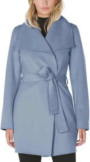 TAHARI Womens Ella Wool Blend Open Front Wrap Coat