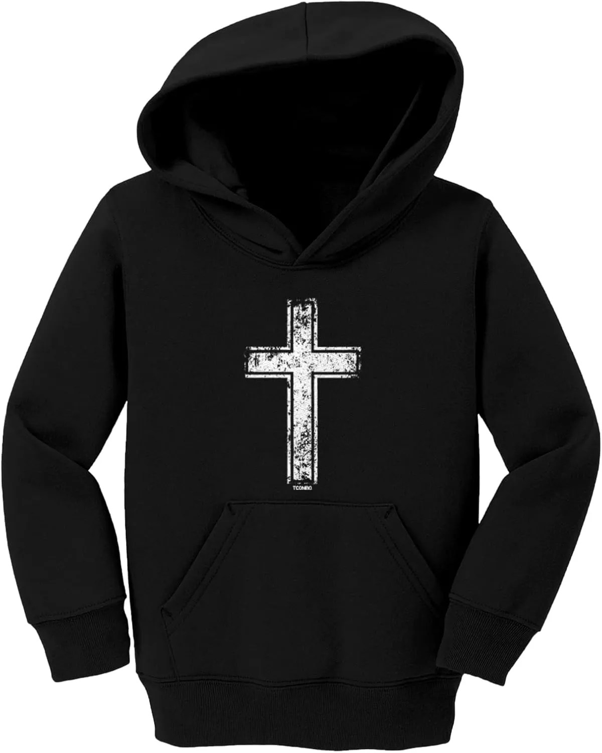 Tcombo Distressed Cross - Jesus Catholic Christian Toddler/Youth Fleece Hoodie
