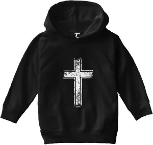 Tcombo Distressed Cross - Jesus Catholic Christian Toddler/Youth Fleece Hoodie