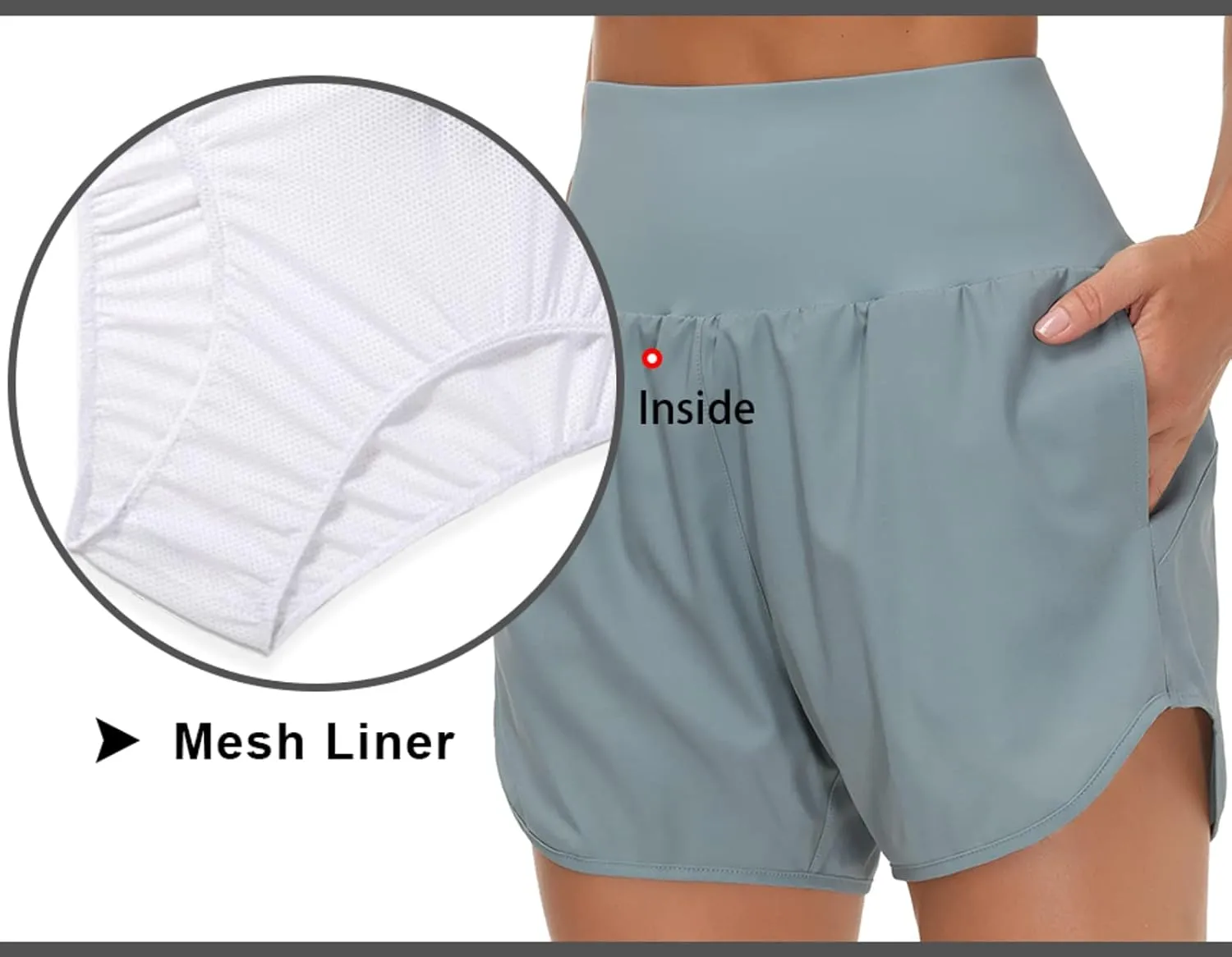 THE GYM PEOPLE Womens High Waist Running Shorts with Liner Athletic Hiking Workout Shorts Zip Pockets