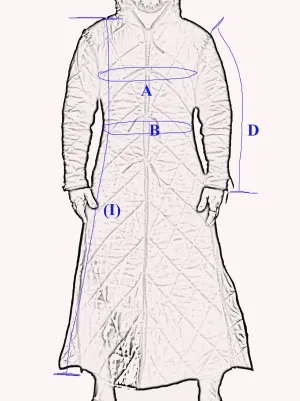 THE MEDIEVALS Medieval Thick Padded Full Length Sleeves Gambeson Coat Aketon Jacket Armor, Cotton Fabric