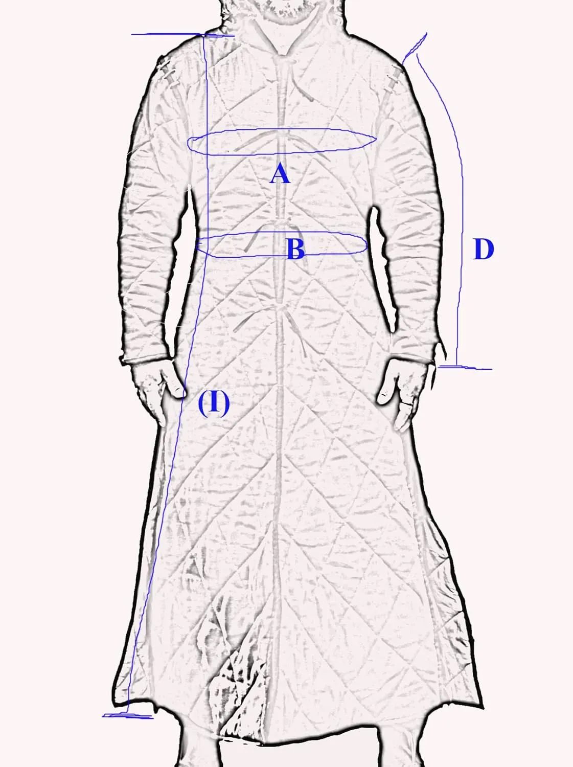 THE MEDIEVALS Medieval Thick Padded Full Length Sleeves Gambeson Coat Aketon Jacket Armor, Cotton Fabric
