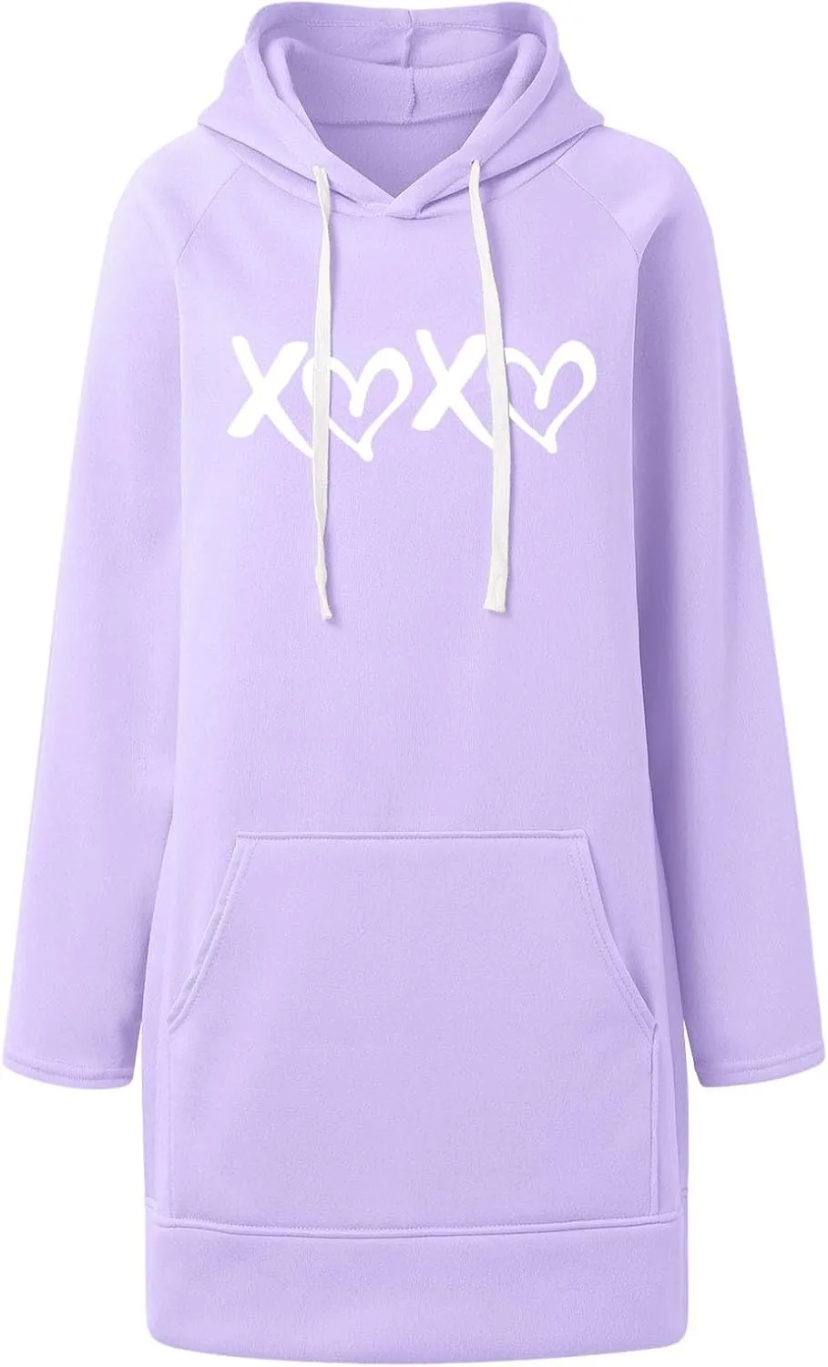 The Warmy Oversized Hoodie Dress,Valentine's Day Dress for Women with Pocket Funny Heart Print Split Hem Hoodies