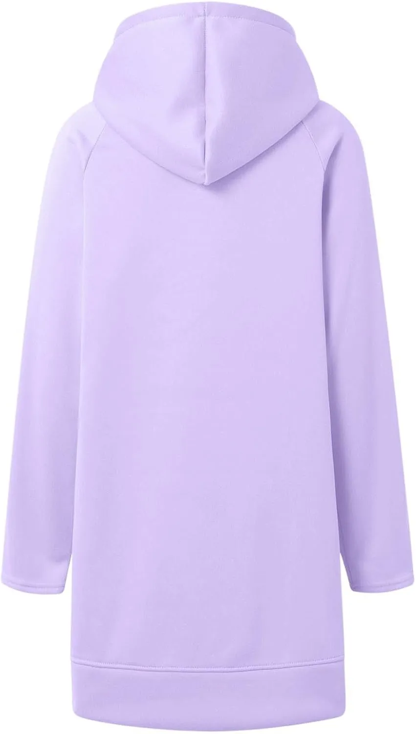 The Warmy Oversized Hoodie Dress,Valentine's Day Dress for Women with Pocket Funny Heart Print Split Hem Hoodies