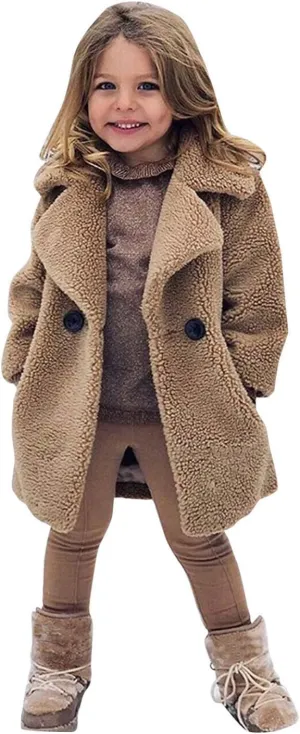 Toddler Kids Duffle Overcoat Winter Windproof Thicken Coat Jacket Warm Fleece Outerwear for Boys Girls Trench Coat