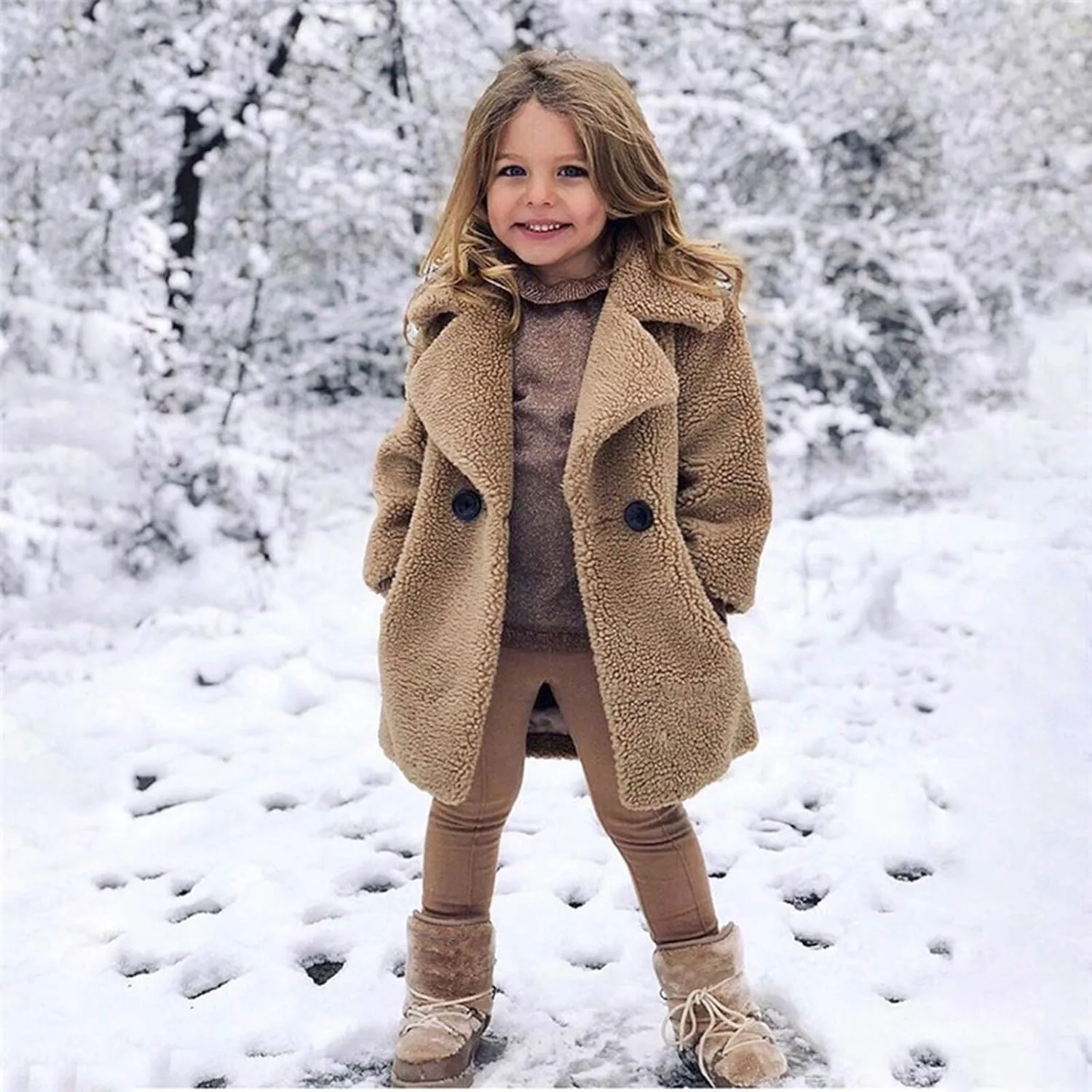Toddler Kids Duffle Overcoat Winter Windproof Thicken Coat Jacket Warm Fleece Outerwear for Boys Girls Trench Coat