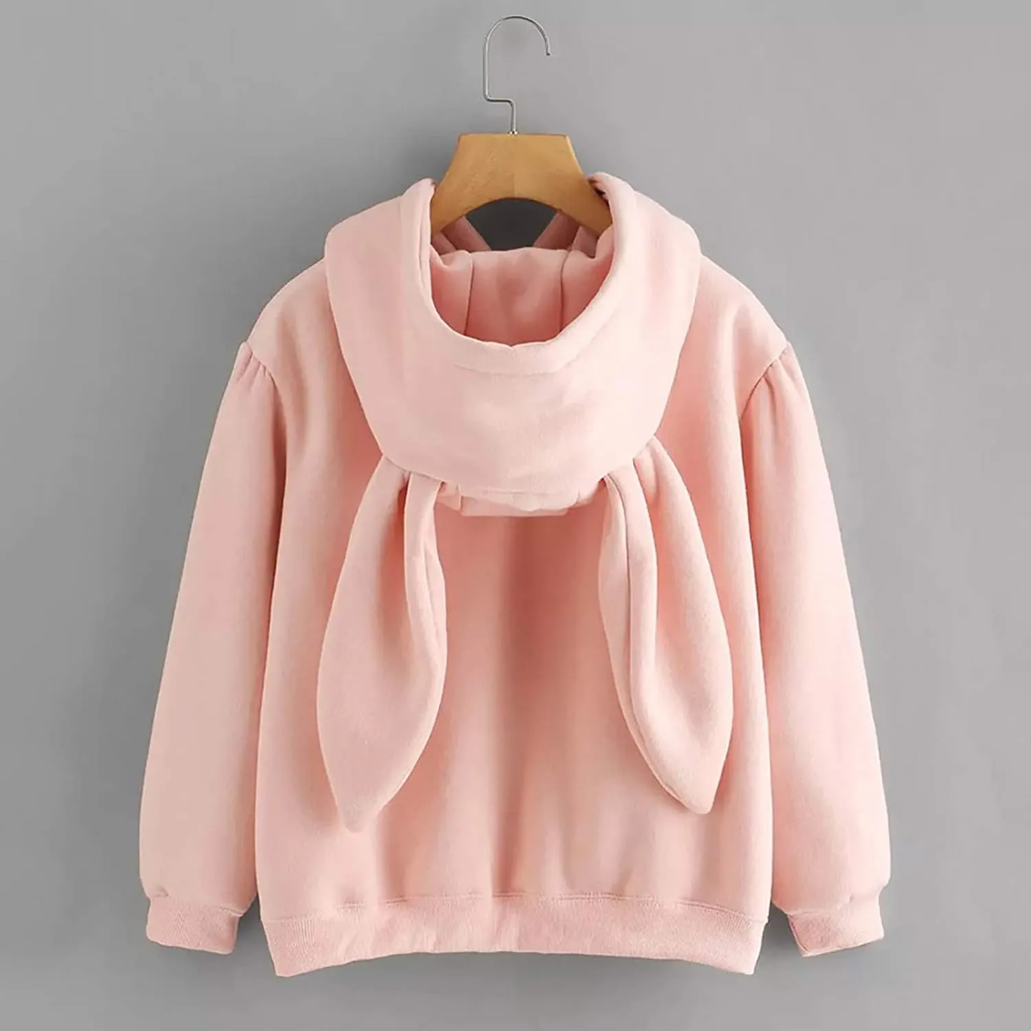 Unisex Rabbit Ears Hoodie Hooded Hoodie with Ears Comfort Hoodies Rabbit Hoodie Pull Over Solid Long Sleeve Plus Size