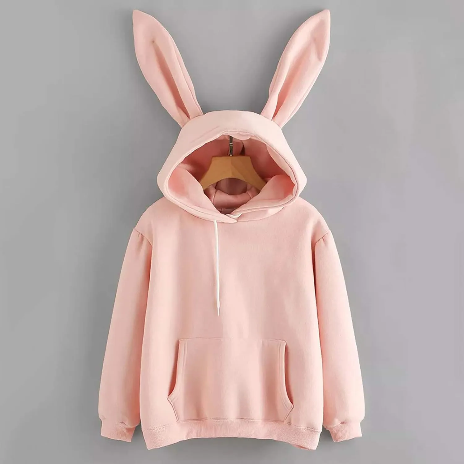 Unisex Rabbit Ears Hoodie Hooded Hoodie with Ears Comfort Hoodies Rabbit Hoodie Pull Over Solid Long Sleeve Plus Size
