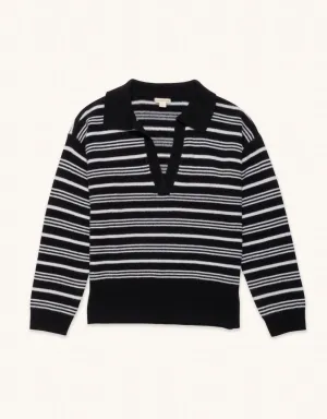 unsubscribed cashmere striped polo sweater