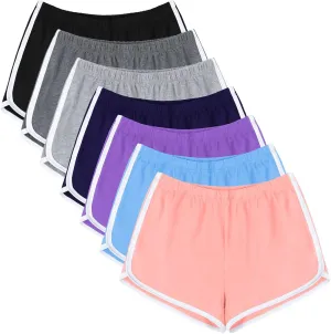 URATOT 7 Pack Womens Cotton Shorts, Dolphin Booty Athletic Gym Sports Shorts for Yoga Lounge Running